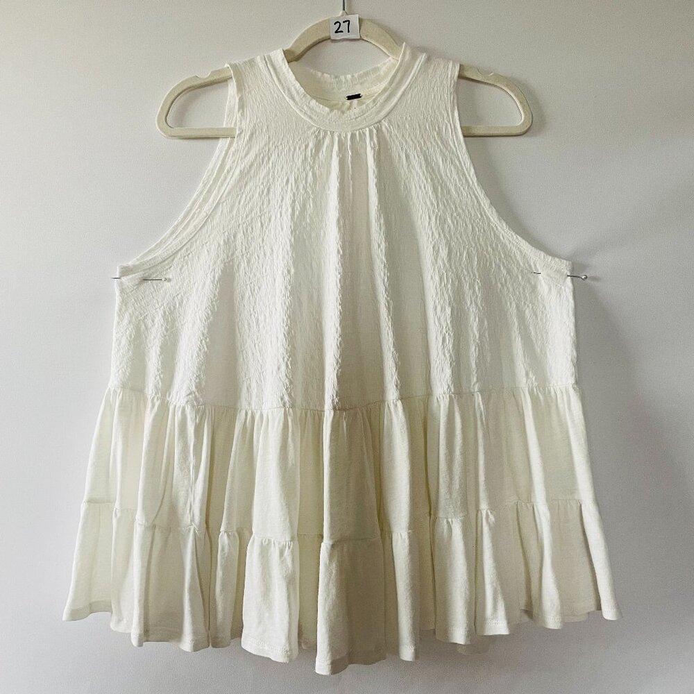 Free People Womens Ivory Sleeveless Tiered Flowy Summer Swing Top Size X-Small